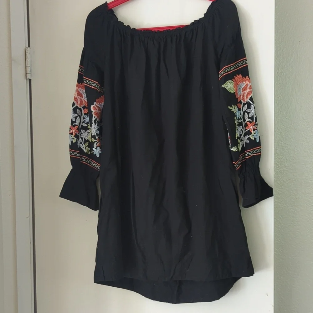 Free People Black Embroidered Gorgeous Dress M Medium Lk New - Picture 4 of 6